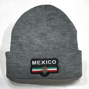 Thermal Winter Beanie with Embroidered Mexico Logo, Gray